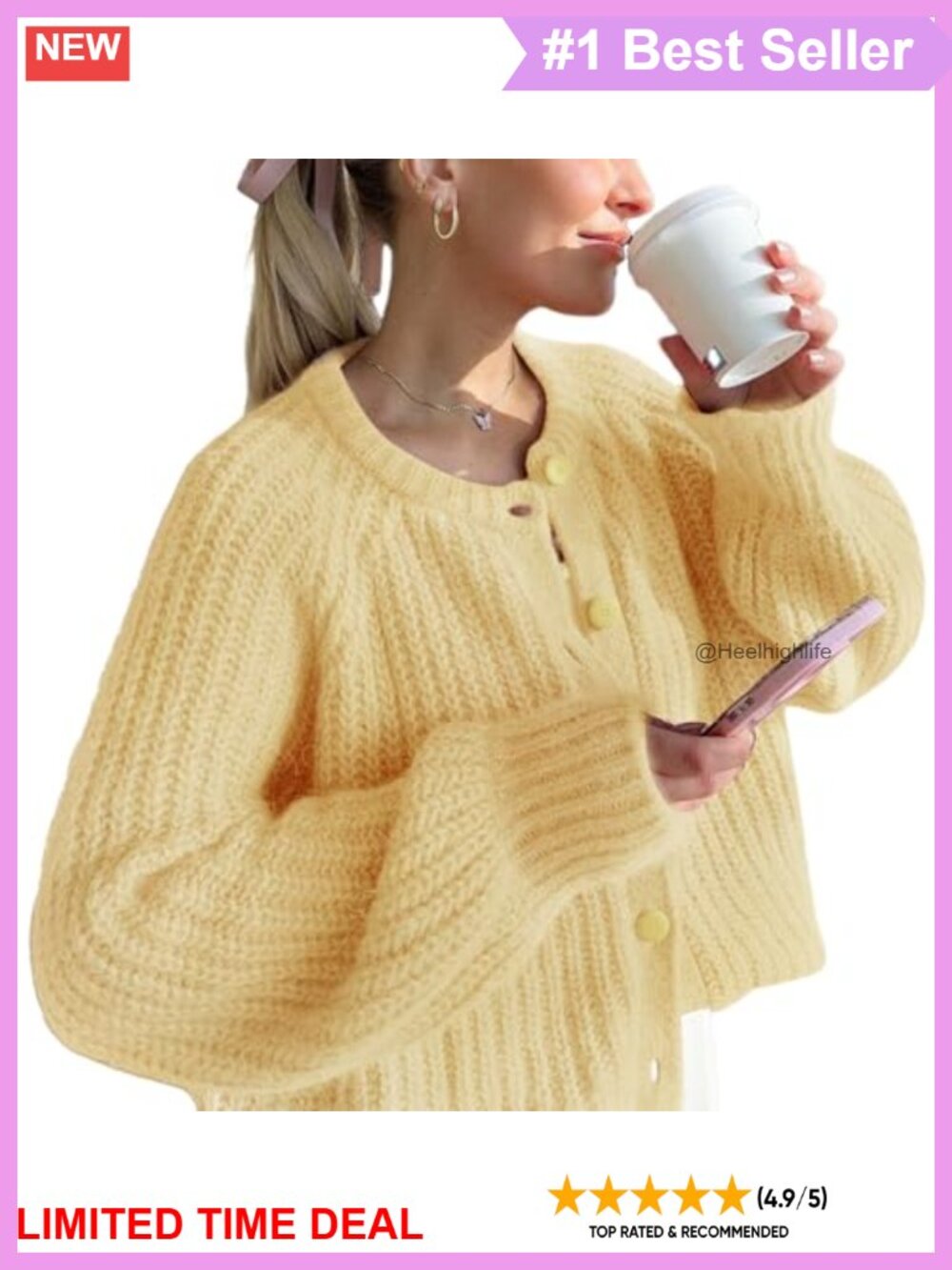 Button Down Long Sleeve Chunky Knit Cardigan Sweater